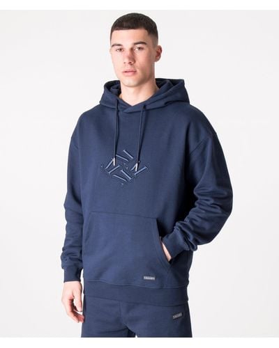 Mallet Oversized 4m Embroidered Logo Hoodie - Blue
