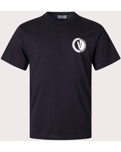 Versace New V Emblem Logo T-shirt - Blue