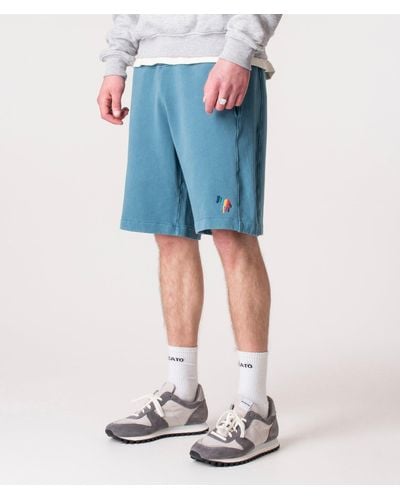 PS by Paul Smith Regular Fit Broad Stripe Sweat Shorts - Blue