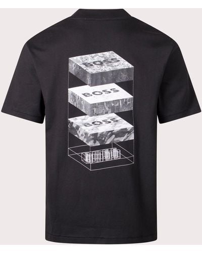 BOSS Oversized Te Geological T-shirt - Black