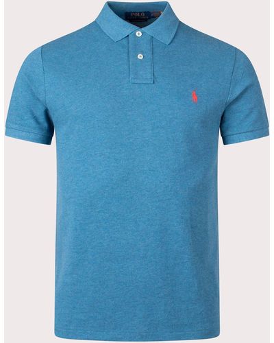 Polo Ralph Lauren Custom Slim Fit Basic Mesh Polo Shirt - Blue