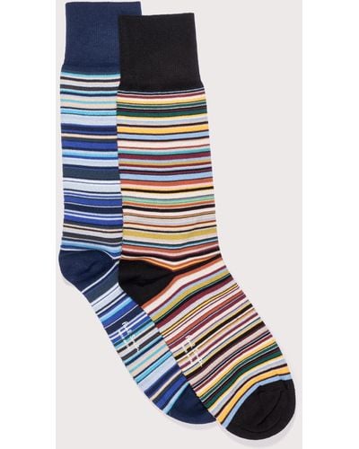 PS by Paul Smith Two Pack Signature Stripe Socks - Blue