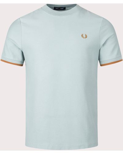Fred Perry Tipped Cuff Pique Shirt - Blue