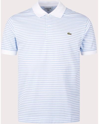 Lacoste Ribbed Collar Striped Polo Shirt - Blue