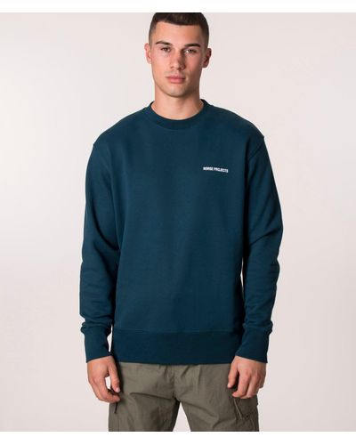 Norse Projects Relaxed Fit Arne Logo Sweatshirt - Blue