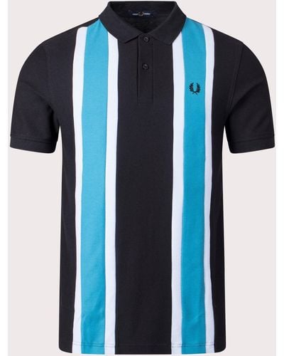 Fred Perry Woven Mesh Panelled Polo Shirt - Blue