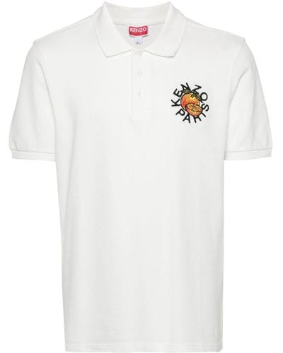 KENZO Logo-Embroidered Cotton Polo Shirt - White