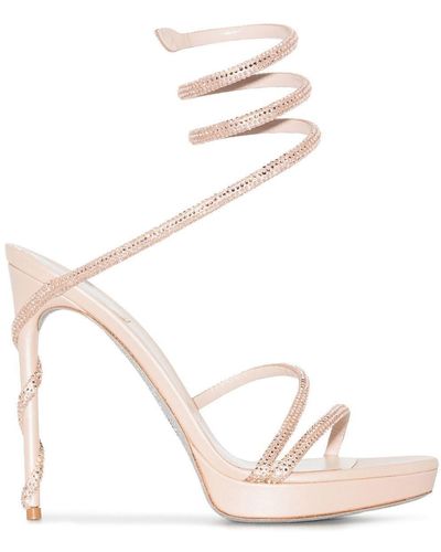 Rene Caovilla Crystal-Embellished 120Mm Stiletto Sandals - Natural