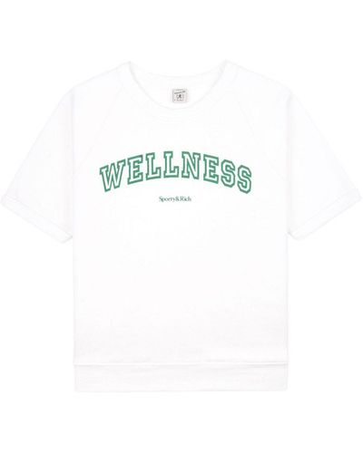 Sporty & Rich Wellness-Print Cotton T-Shirt - Blue