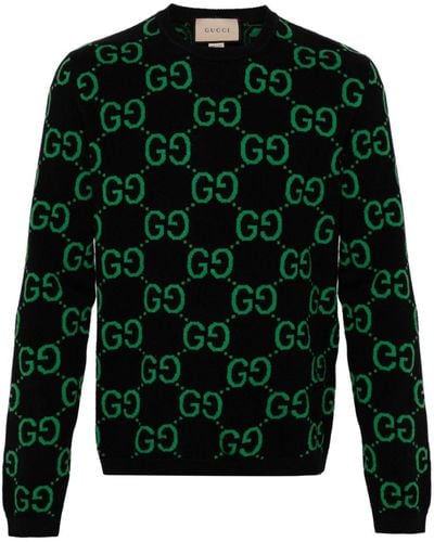 Gucci Gg-Jacquard Wool Jumper - Green