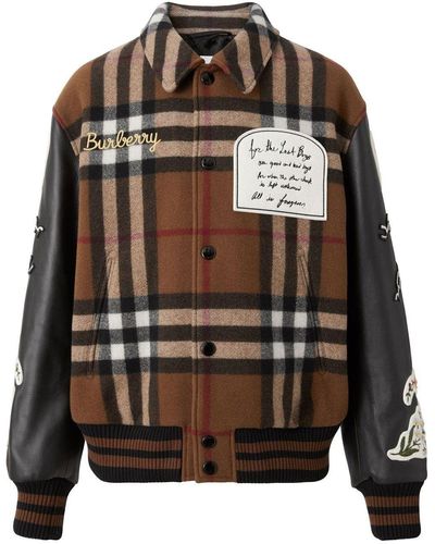 Burberry Check Technical Wool Bomber Jacket - Black