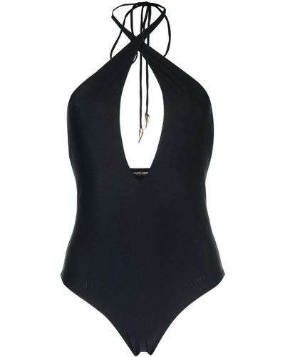Roberto Cavalli Halterneck Cut-Out Swimsuit - Black