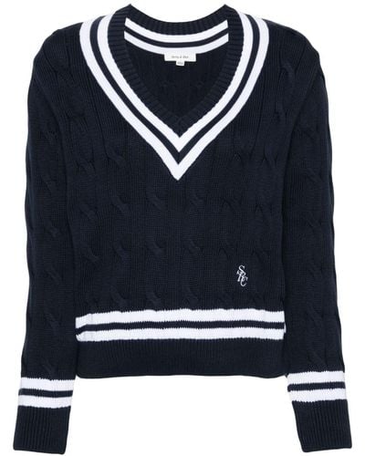 Sporty & Rich Src Cable-Knit Sweater - Blue