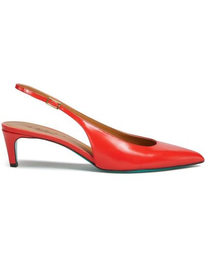 Marni Rhythm 50Mm Leather Slingback Court Shoes - Red