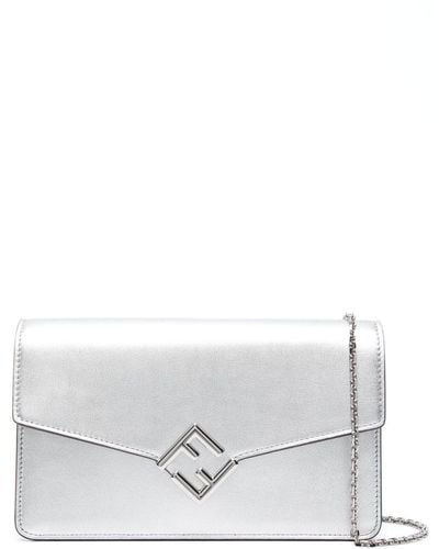 Fendi Ff Diamonds Clutch Bag - White