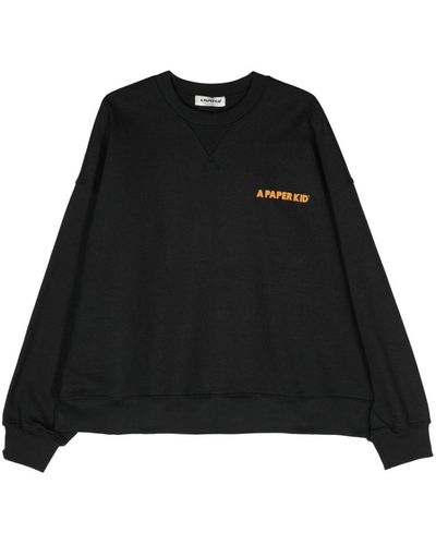 A PAPER KID Logo-Print Cotton Sweatshirt - Black
