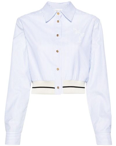 Palm Angels Logo-Embroidered Striped Cotton Shirt - White