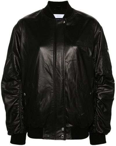 IRO Kerem Leather Bomber Jacket - Black