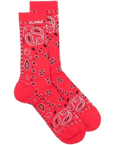 Alanui Bandana Print Ankle Socks - Red