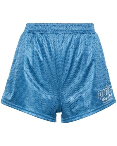 Sporty & Rich Perforated-Design Shorts - Blue