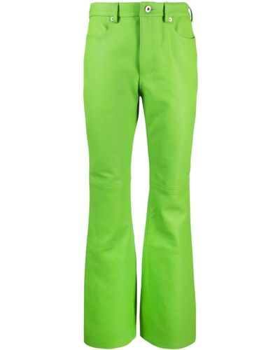 JW Anderson Leather Bootcut-Leg Trousers - Green