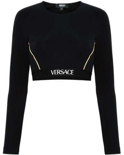 Versace Logo-Waistband Performance Top - Black