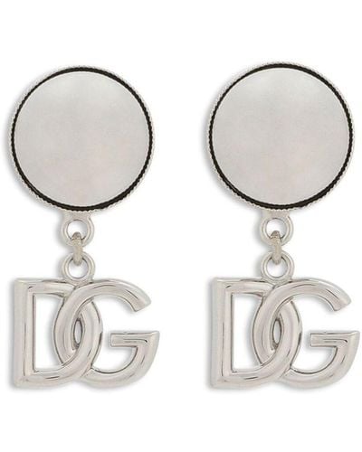 Dolce & Gabbana Logo-Lettering Drop Earring - Metallic