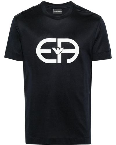 Emporio Armani Logo-Print Crew-Neck T-Shirt - Black