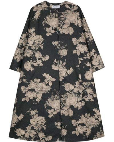 Max Mara Lambert Floral-Print Coat - Grey