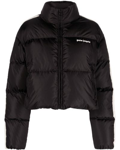 Palm Angels Logo-Embroidered Puffer Jacket - Black