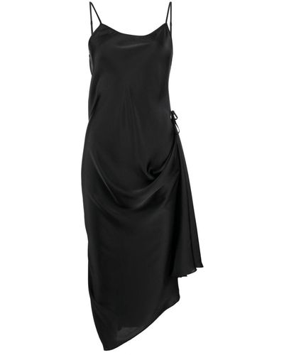 Low Classic Drawstring Slip Midi Dress - Black