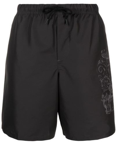 Versace Cartouche-Print Swim Shorts - Black
