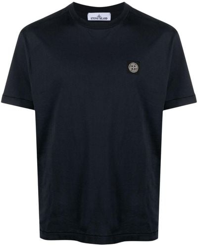 Stone Island Compass-Patch Cotton T-Shirt - Blue