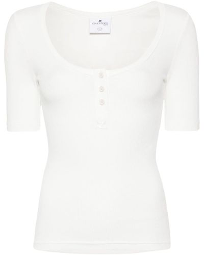 Courreges Holistic Snaps 90'S Ribbed T-Shirt - White