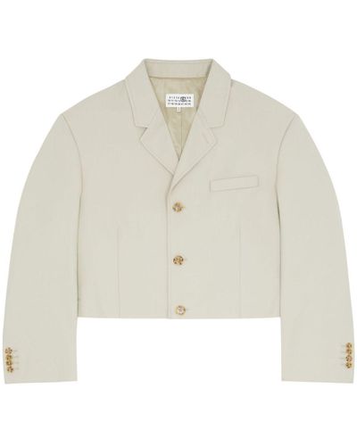 MM6 by Maison Martin Margiela Single-Breasted Cropped Blazer - White