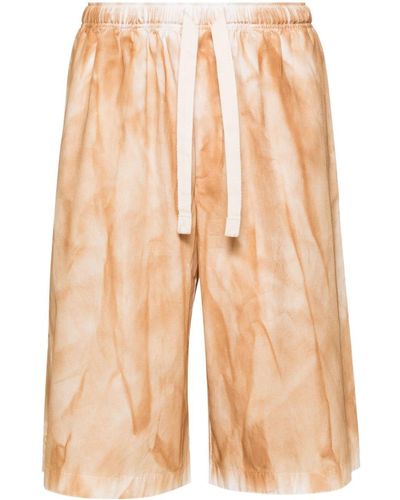FEDERICO CINA Tie Dye-Print Cotton Shorts - Natural