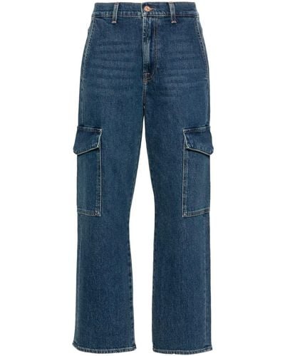 7 For All Mankind Cargo Logan High-Rise Cropped Jeans - Blue