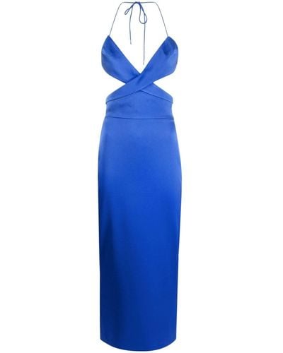Alex Perry Mason Satin Cut-out Midi Dress - Blue