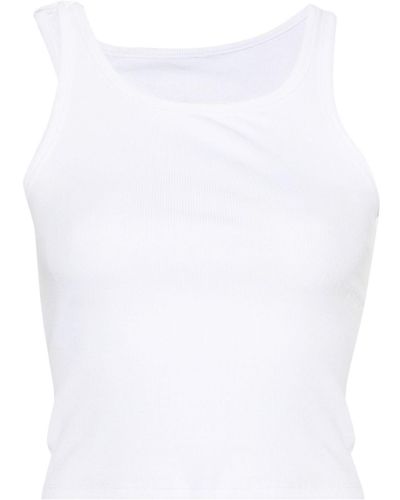 MM6 by Maison Martin Margiela Ribbed Cropped Tank Top - White