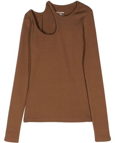 Low Classic Cut-Out Detail Top - Brown