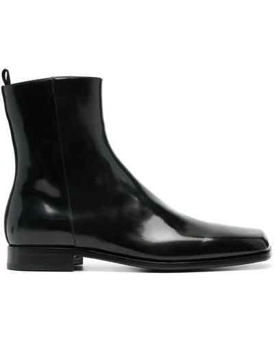 Prada Square-Toe Ankle Boots - Black