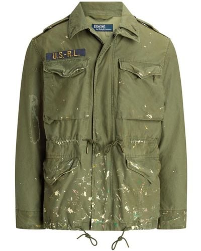 Polo Ralph Lauren Paint-Splatter Twill Military Jacket - Green