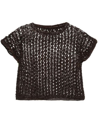 Dragon Diffusion Knitted Leather Top - Black