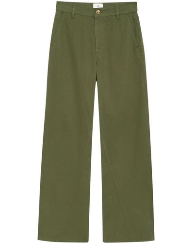 Anine Bing Briley Curved-Seam Twill Trousers - Green