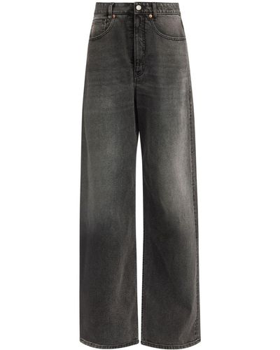 MM6 by Maison Martin Margiela Asymmetric Wide-Leg Jeans - Grey