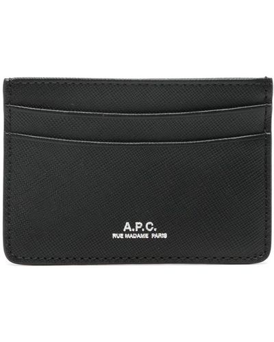 A.P.C. Logo-stamp Leather Card Holder - Black
