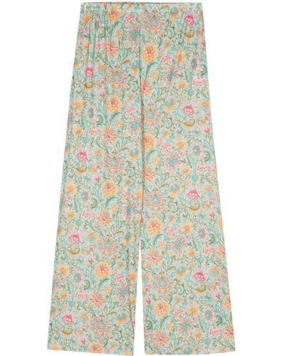Louise Misha Floral Straight Trousers - Blue