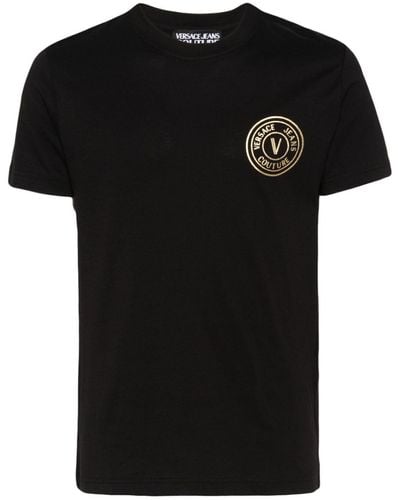 Versace Jeans Couture Logo-Print Cotton T-Shirt - Black