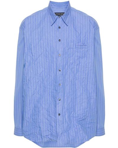 Y. Project Embroidered-Logo Cotton Shirt - Blue