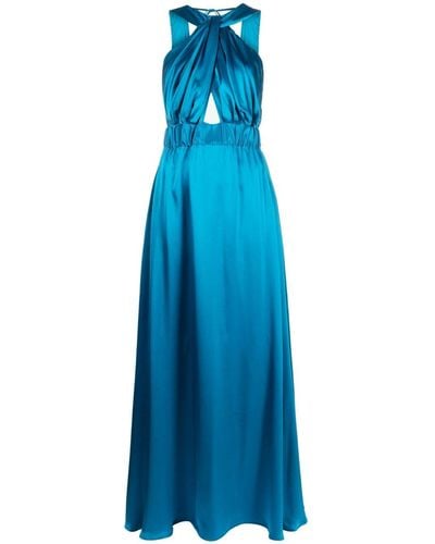 CRI.DA Long Sleeveless Silk Dress - Blue